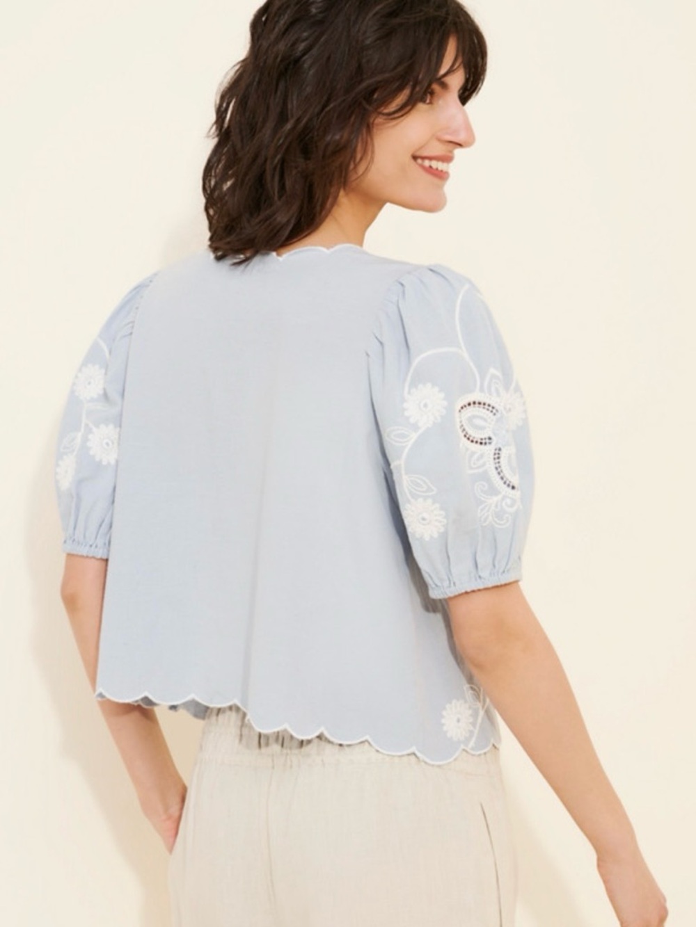 Anthro Rahi Cutwork Embroidered Weekend Top - Picture 3 of 8